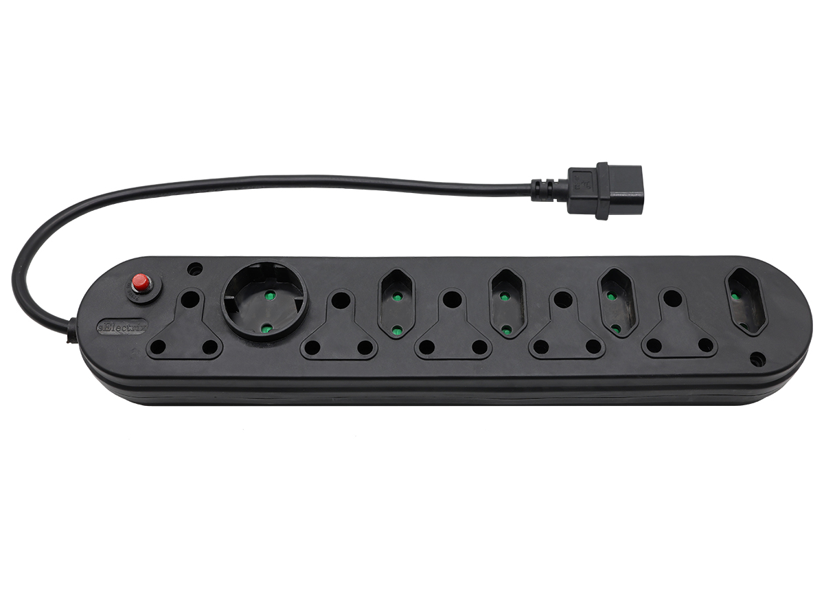 Multi Plug 5x16A 5x5A 0.5m IEC Cord Black