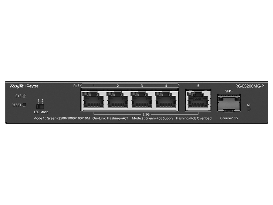 Reyee 5 Port 2.5Gbps with 4 PoE 70W 1SFP+ Smart Managed Switch