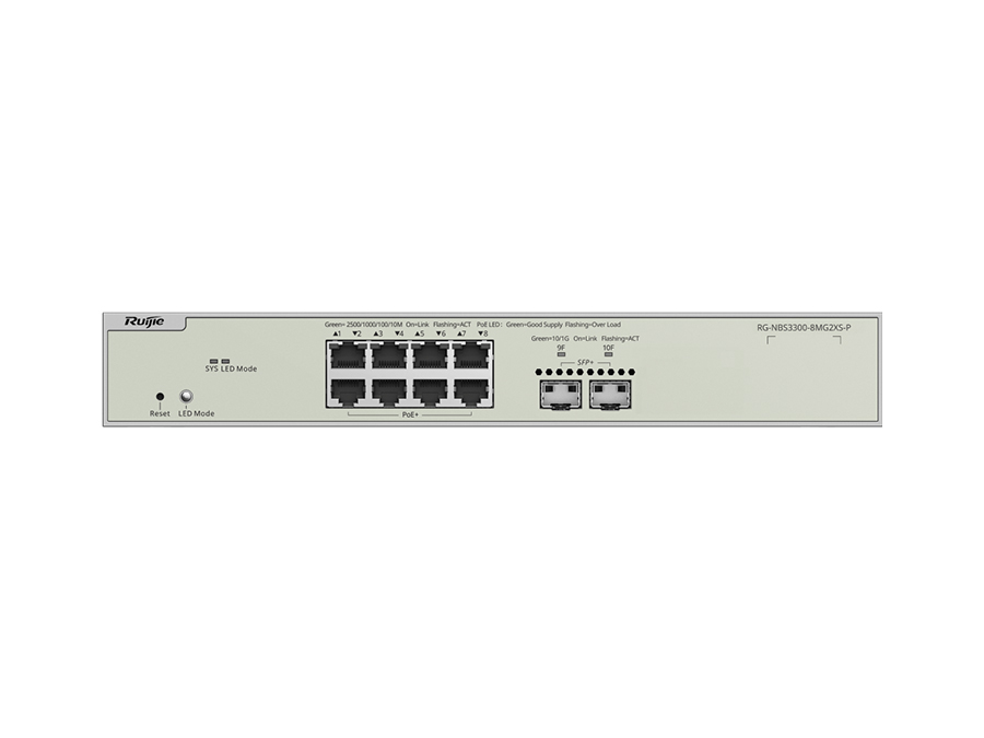Reyee 8 Port 2.5Gbps PoE 240W 2SFP+ Layer 2+ Smart Managed Switch