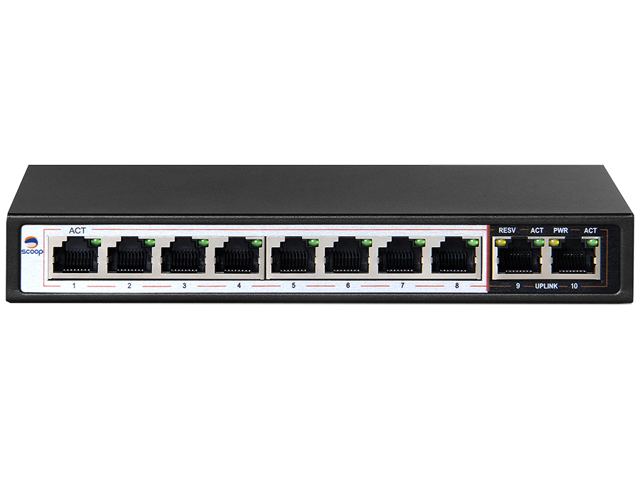 Scoop 10 Port Gigabit 8 PoE 96W Switch